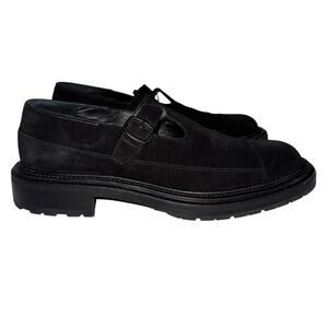Rare Hereu Black Suede Mary Jane Chunky Loafers Size EU 38 Luxury Designer Flats
